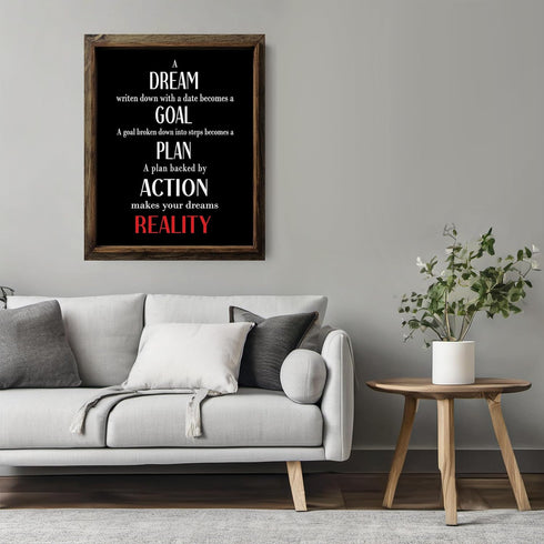 Posterizer 1 pcs-A dream becomes a goal-powerful quote-Men's Art Collection-Motivational & Inspirational Art-decor for office wall- UNFRAMED Wall ...